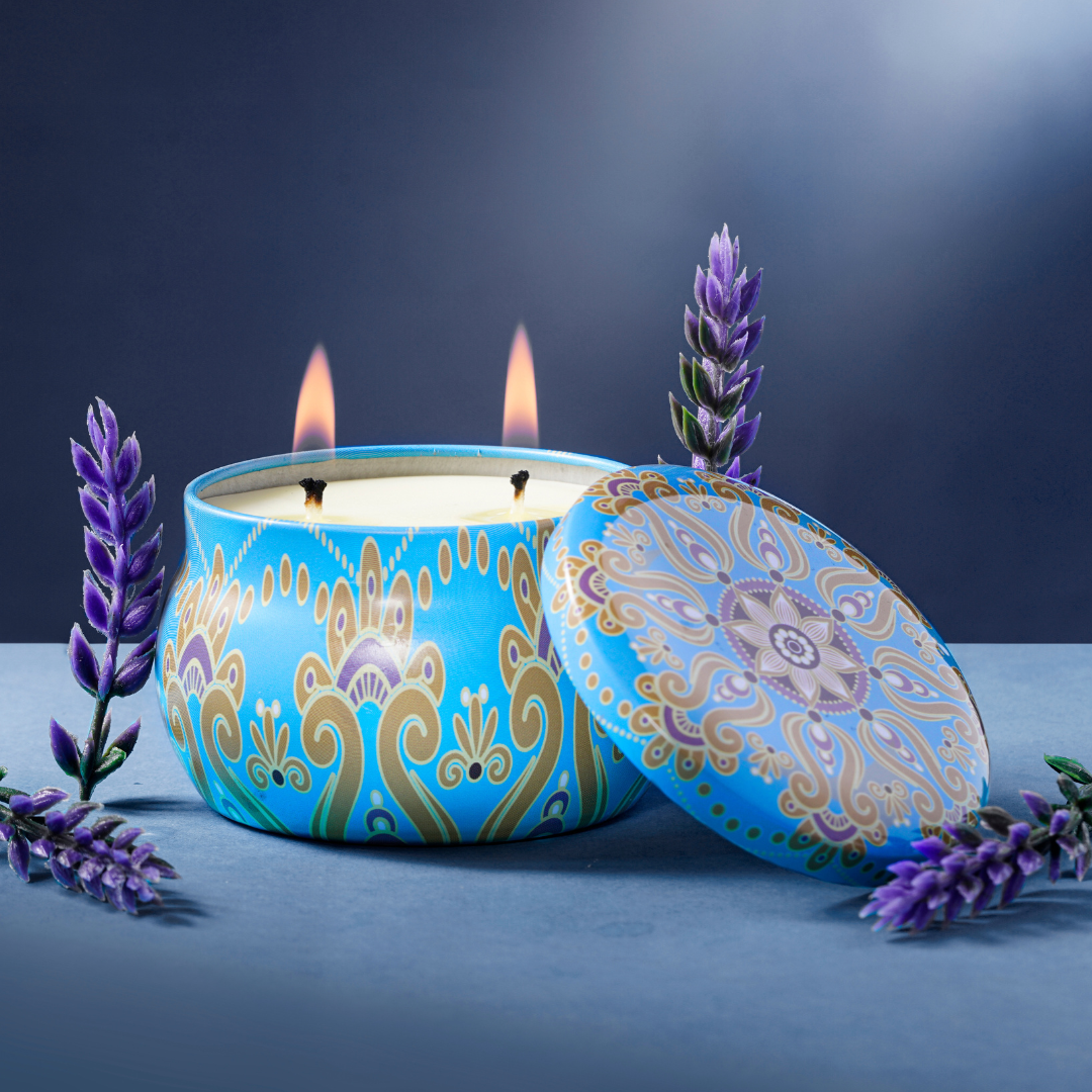 Relaxing Lavender Aroma Candle Tin Pack 120g