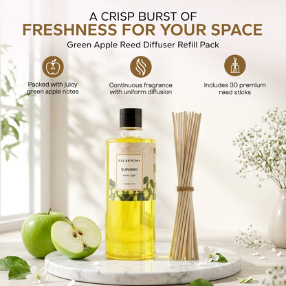 Surabhi Green Apple Refill Pack (with 30 Reed Sticks) 500ml