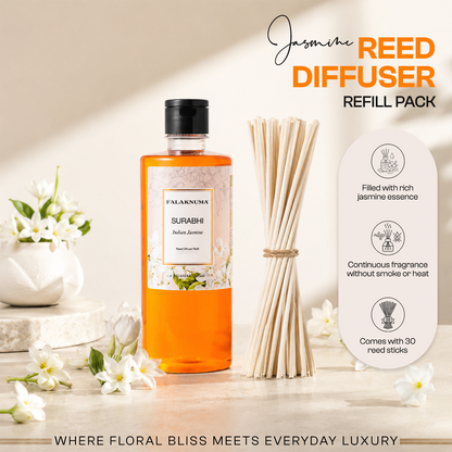 Surabhi Indian Jasmine Refill Pack (with 30 Reed Sticks) - 500ml