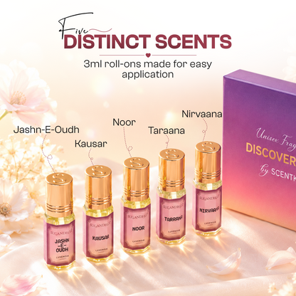 Unisex Attars Experience Kit (5x3ml Attar Miniatures) 15ml