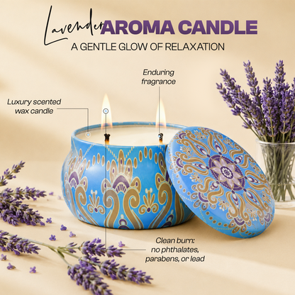 Relaxing Lavender Aroma Candle Tin Pack 120g