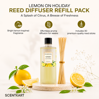 Surabhi Lemon on Holiday Refill Pack (with 30 Reed Sticks) 500ml
