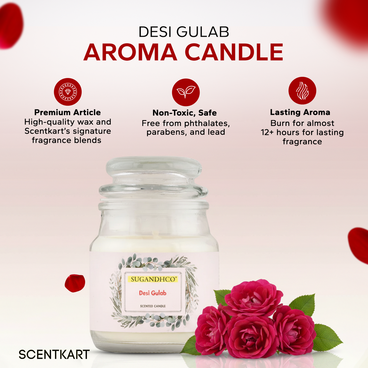 Desi Gulab Aroma Candle 90g