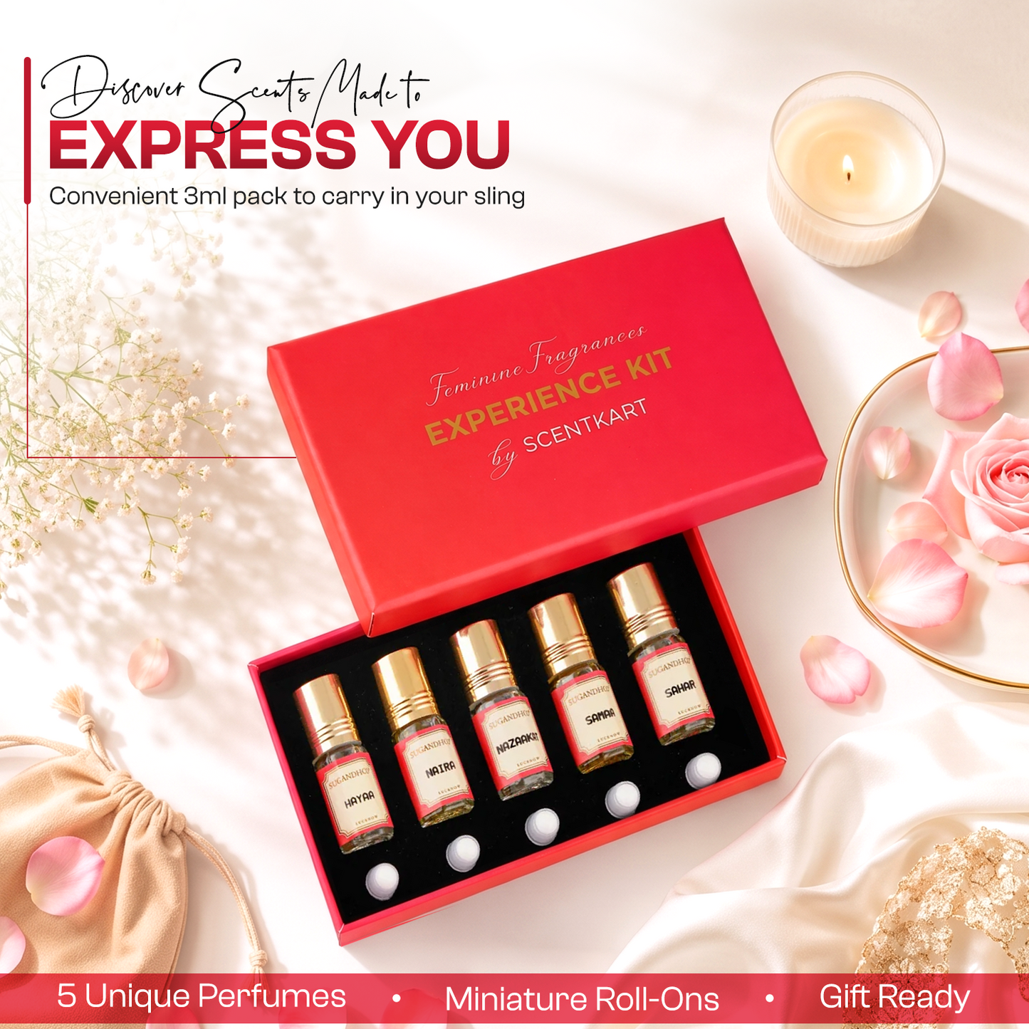 Feminine Attars Experience Kit (5x3ml Attar Miniatures) 15ml