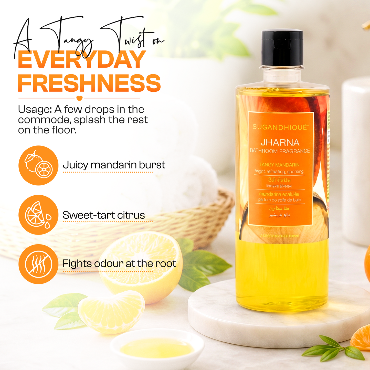 Jharna Tangy Mandarin Bathroom Freshener 500ml