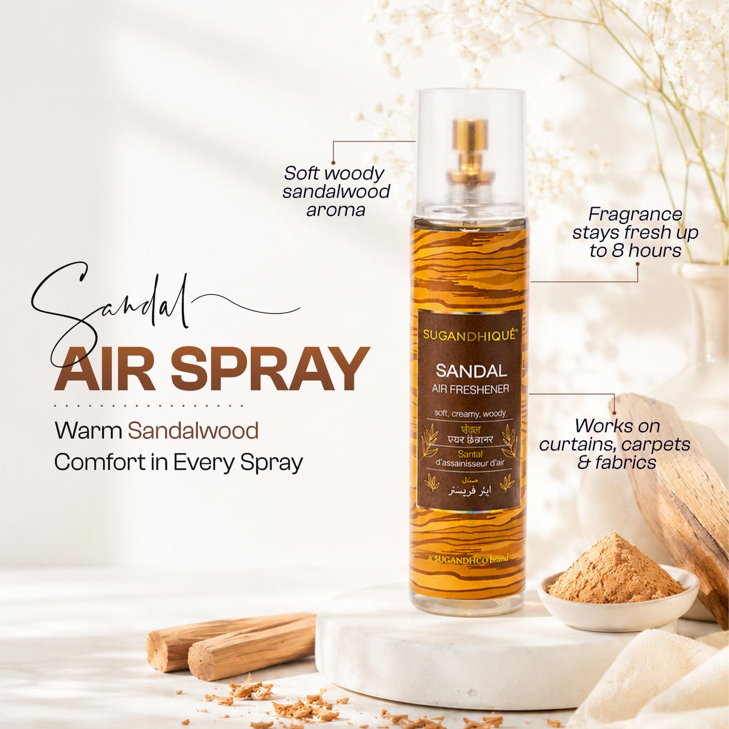 Sugandhique Sandal Air Spray 250ml