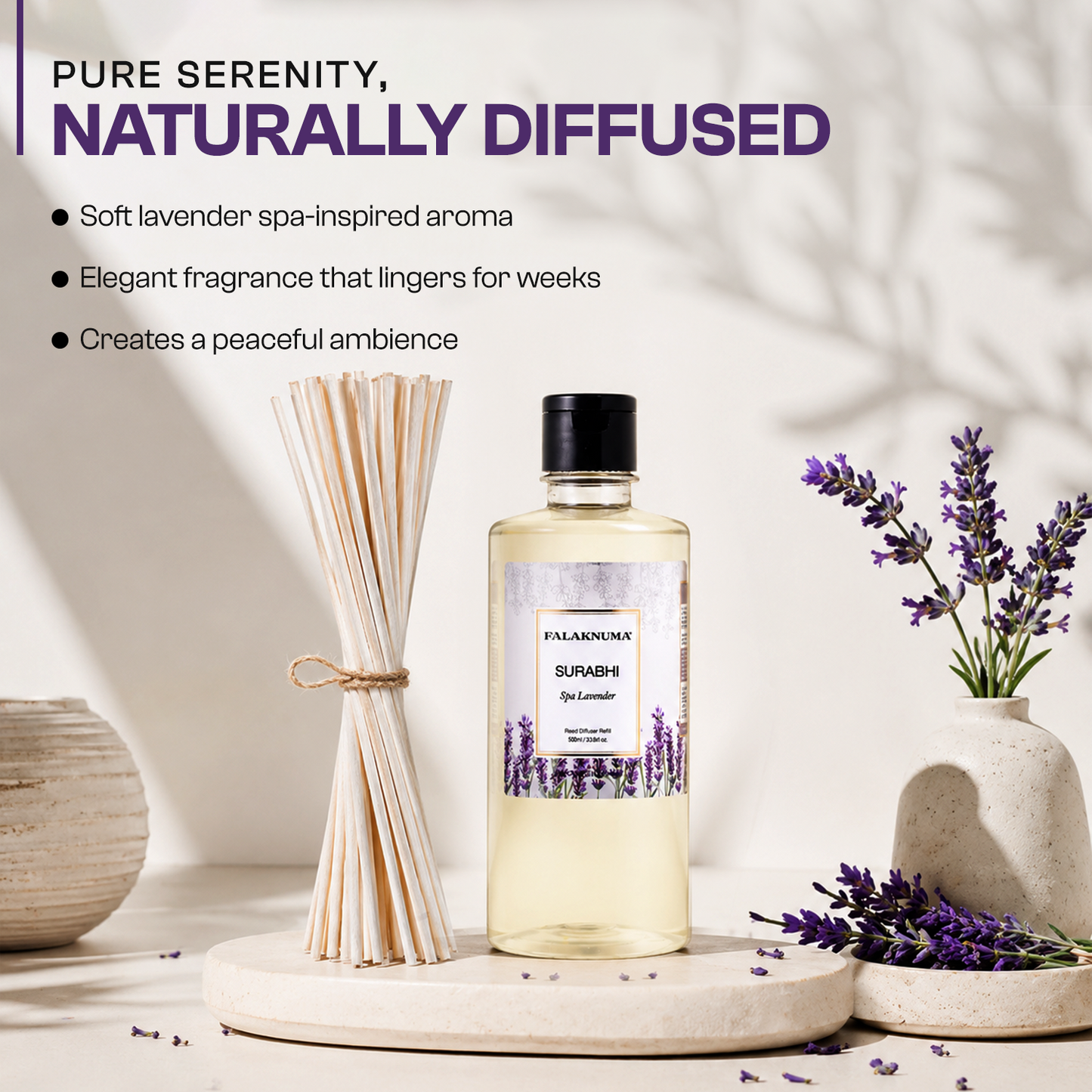 Surabhi Spa Lavender Refill Pack (with 30 Reed Sticks) - 500ml