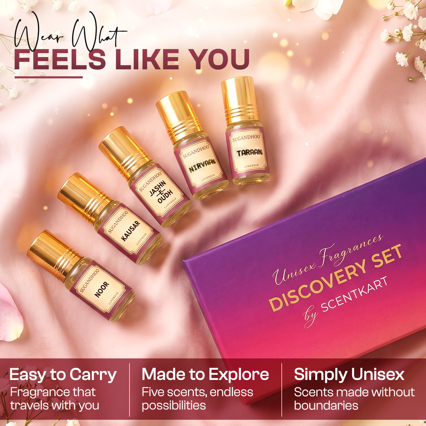 Unisex Attars Experience Kit (5x3ml Attar Miniatures) 15ml