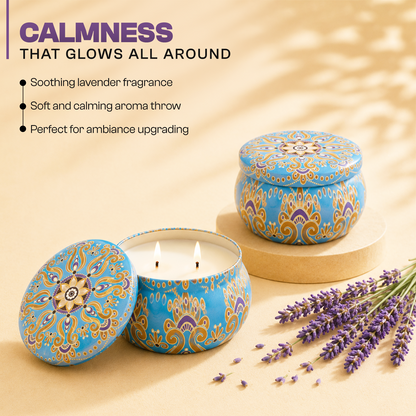 Relaxing Lavender Aroma Candle Tin Pack 120g